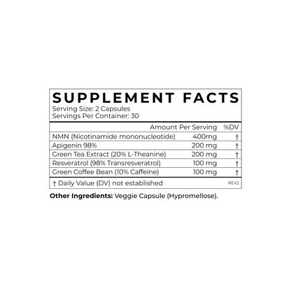 NMN + Trans-Resveratrol Supplement Facts