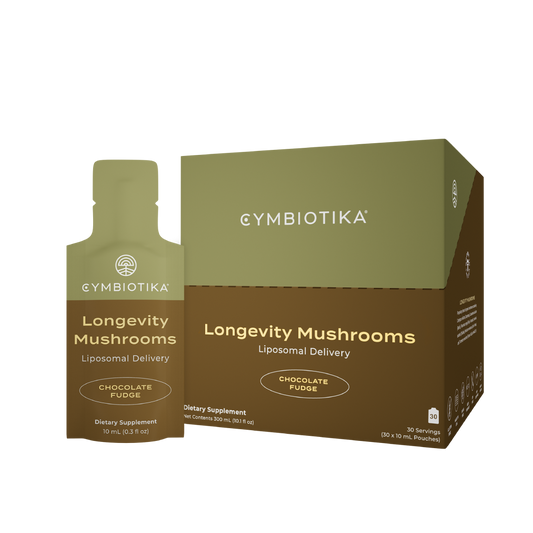 Longevity mushrooms supplement boxes and pouches