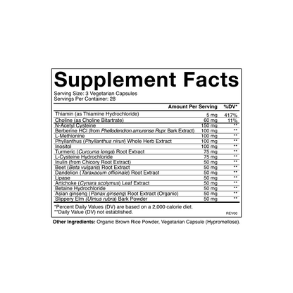 Cymbiotika® Liver Health Supplement Facts Panel